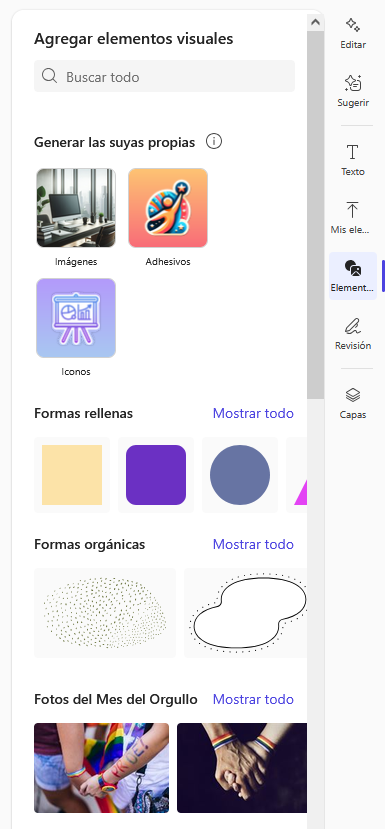 Pantallazo de herramienta Editar imagen. Herramientas Elementos
