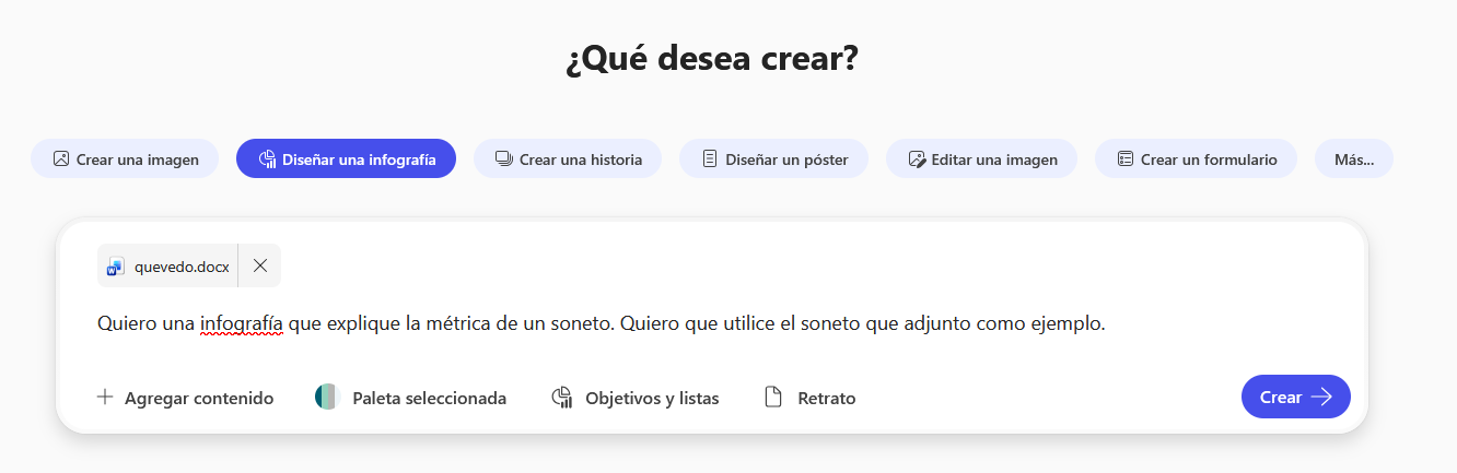 Pantallazo de herramienta Crear Infografía. Ejemplo
