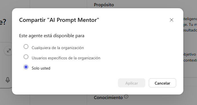 Pantallazo de la compartición de un agente