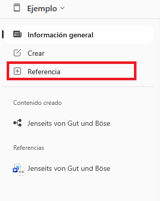 Pantallazo de como insertar más referencias en un cuaderno