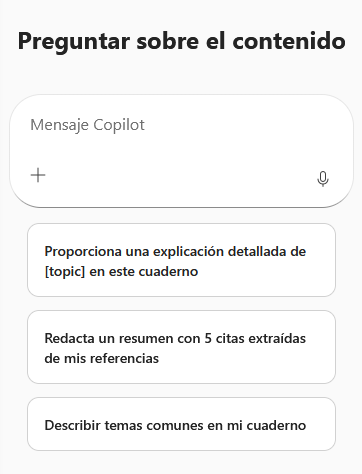 Pantallazo de Preguntar conteniido de un Cuaderno