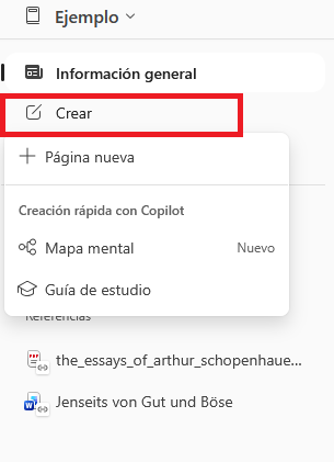 Pantallazo de como crear Guias de estudios y Mapas conceptuales