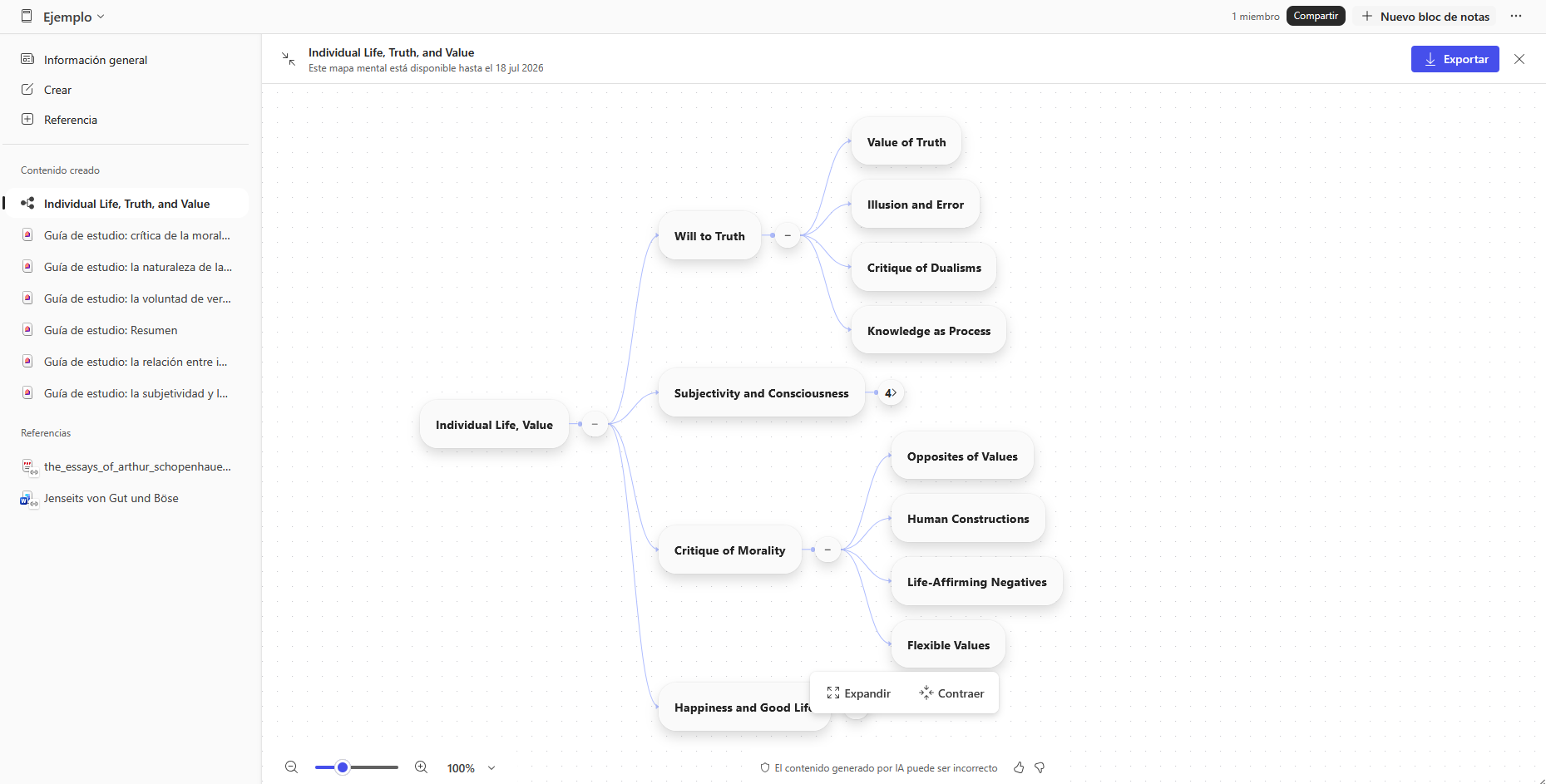 Pantallazo de como crear Mapas conceptuales
