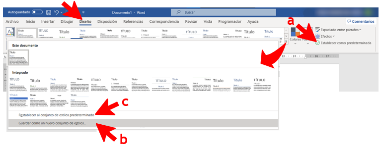 Opciones tras configurar estilos