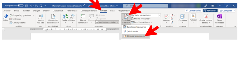 Bloquear control de cambios