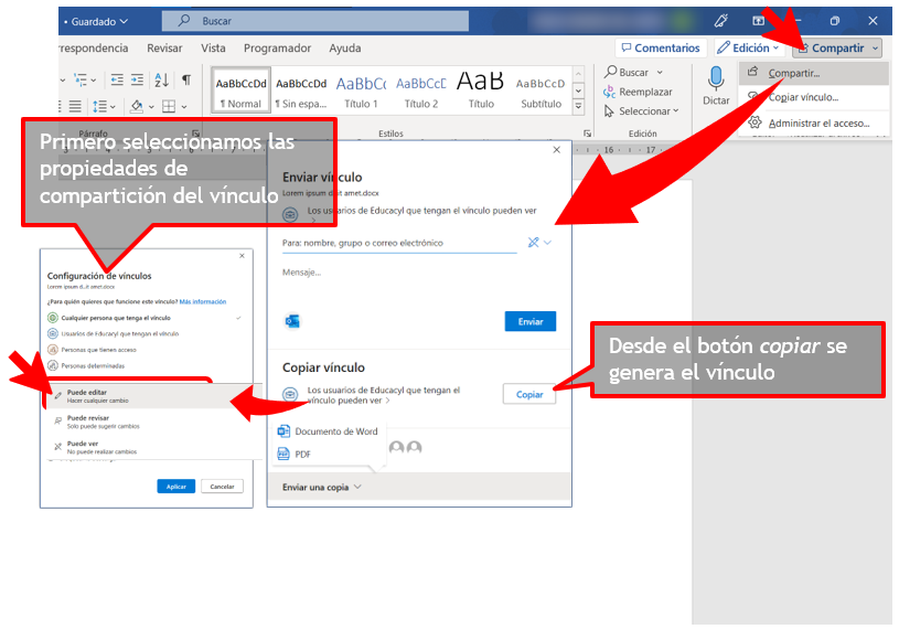 Onedrive compartir para coedición