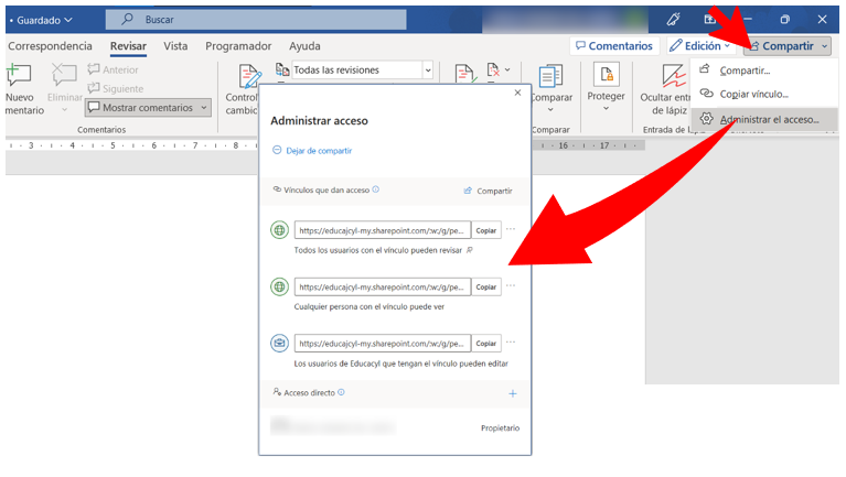 Administrar acceso