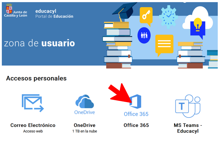 Acceso a panel principal de Office 365 desde el portal EducaCyL