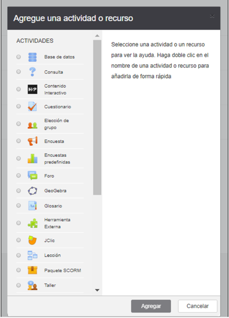 Agregar actividades y recursos
