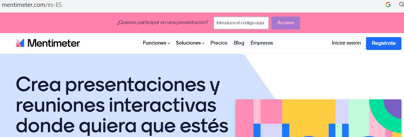 Logo y página principal de Mentimeter