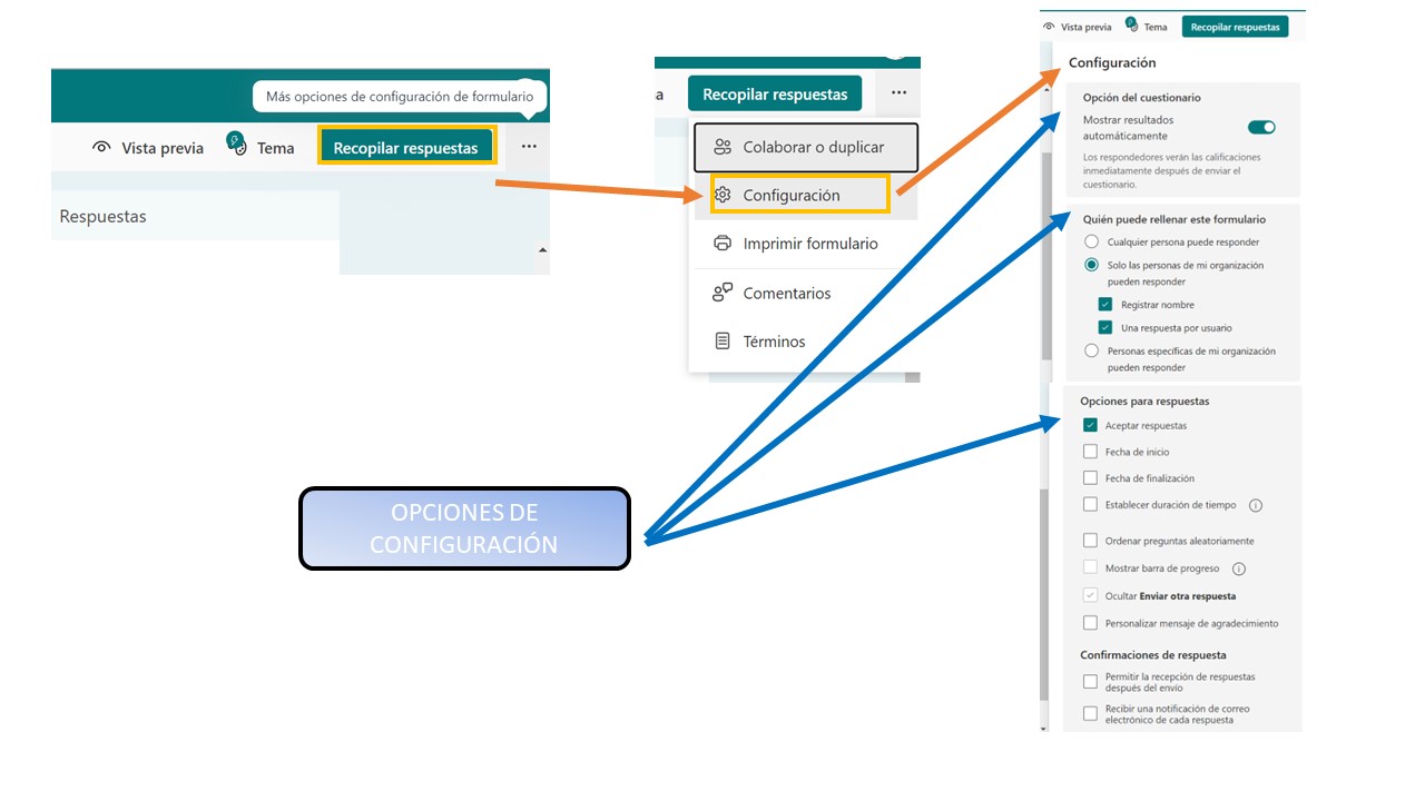 CONFIGURACIÓN GLOBAL DEL CUESTIONARIO Captura Pantalla Forms