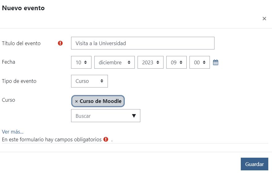 Configurar evento