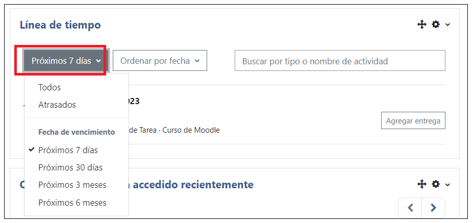 Configuración línea del tiempo