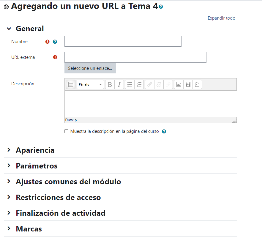 Agregar URL