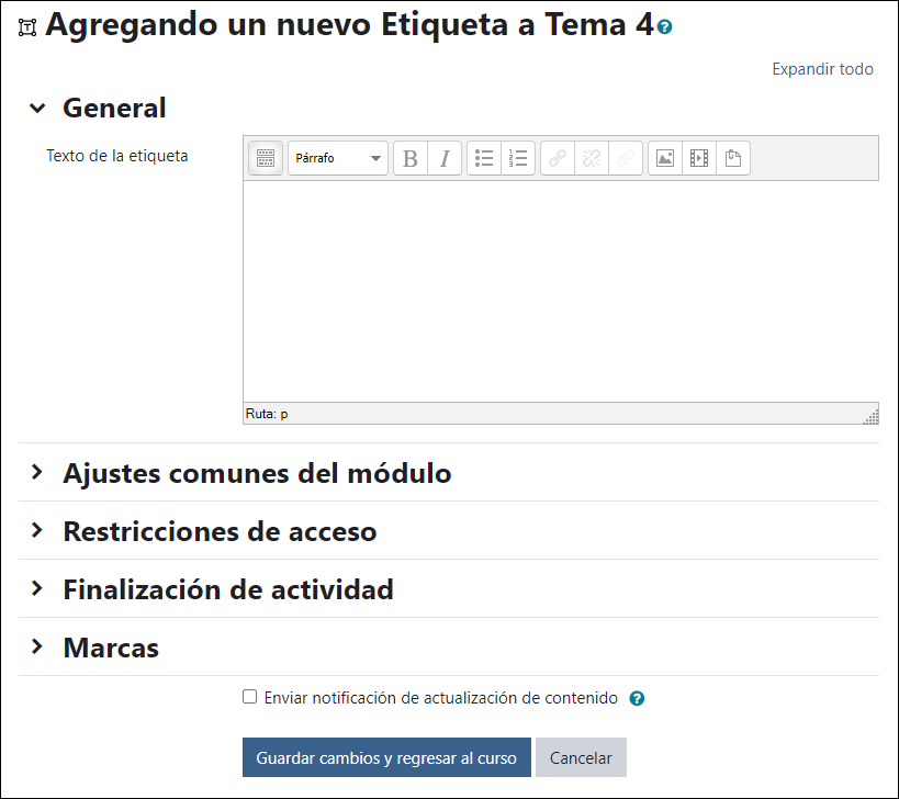 Agregar etiqueta