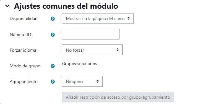 Ajustes comunes del módulo