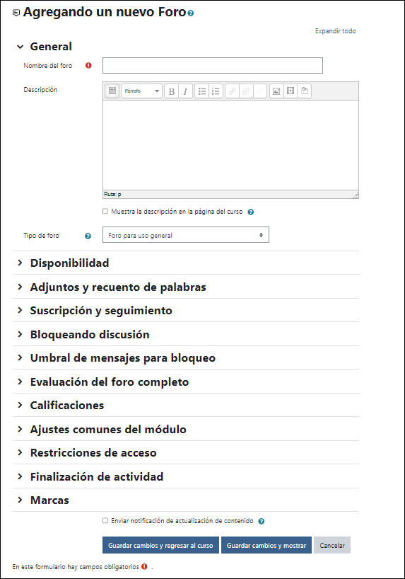 Agregar Foro