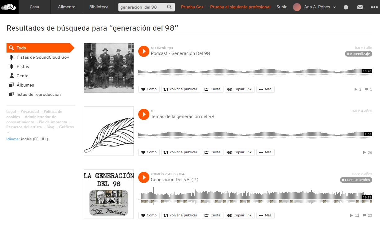 Ejemplo de búsqueda en SoundCloud