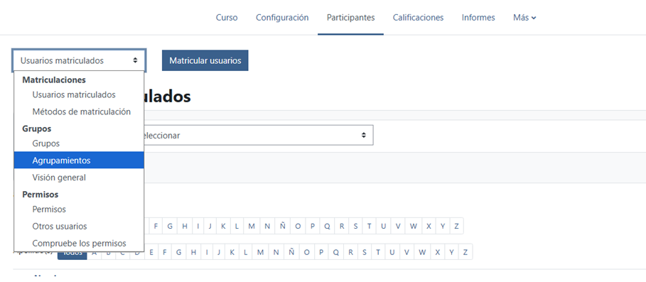 Acceso a agrupamientos