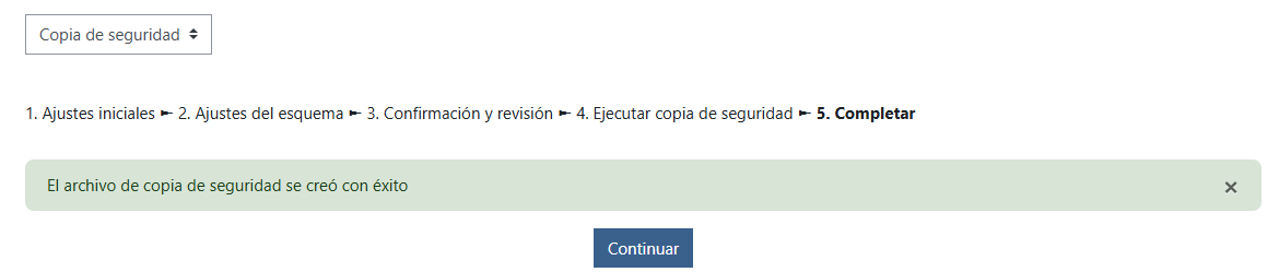 Copia de seguridad creada con éxito