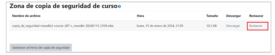 Zona de copia de seguridad