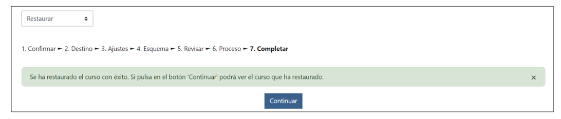 Se ha restaurado con éxito