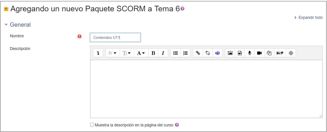 Scorm 07: nombre y descripción del paquete scorm Scorm 07: nombre y descripción del paquete scorm