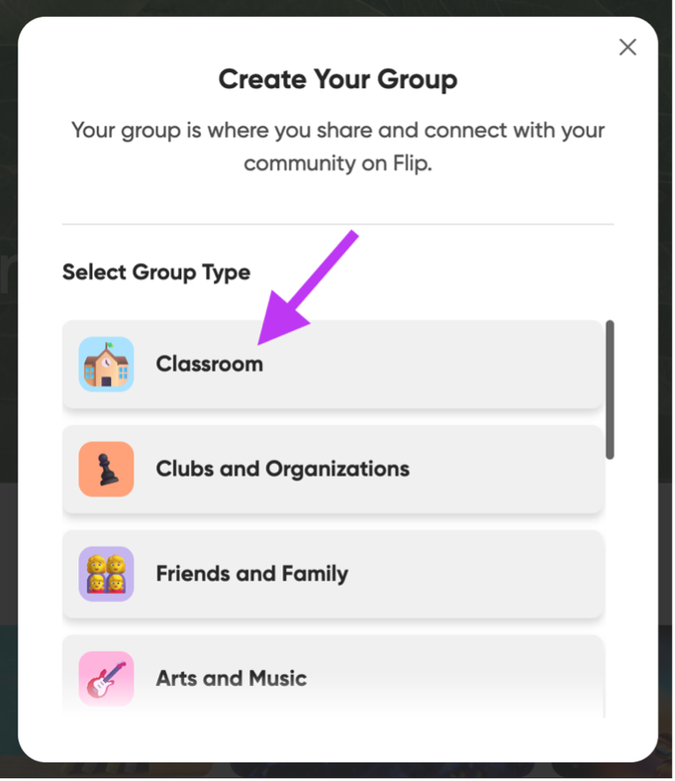 Creación de grupo