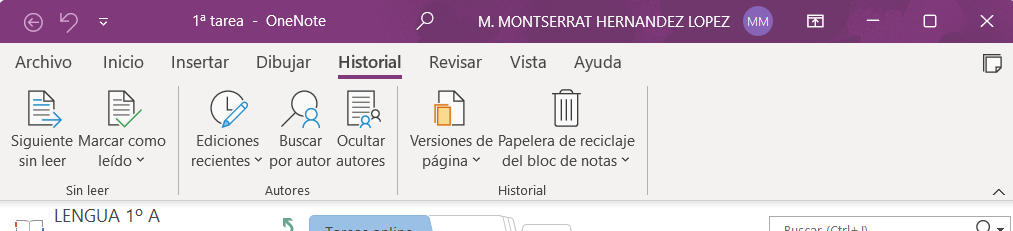 Historial y versiones desde la aplicación