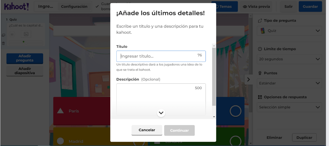 Cuestionario Kahoot! A2