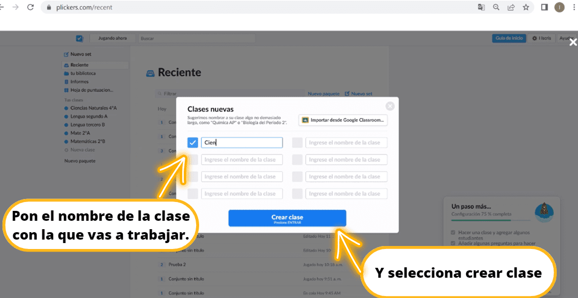 Crear cuestionario Plickers