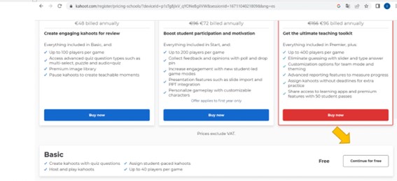 plan free de kahoot