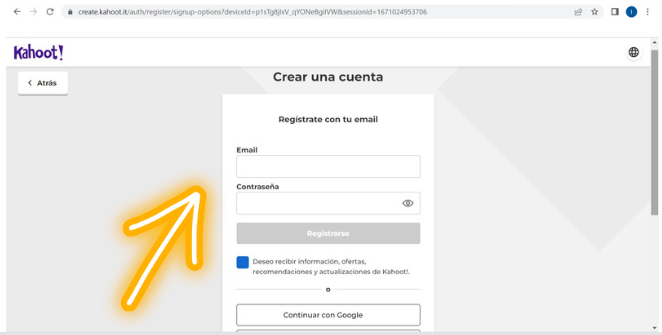 Registro Kahoot!A2