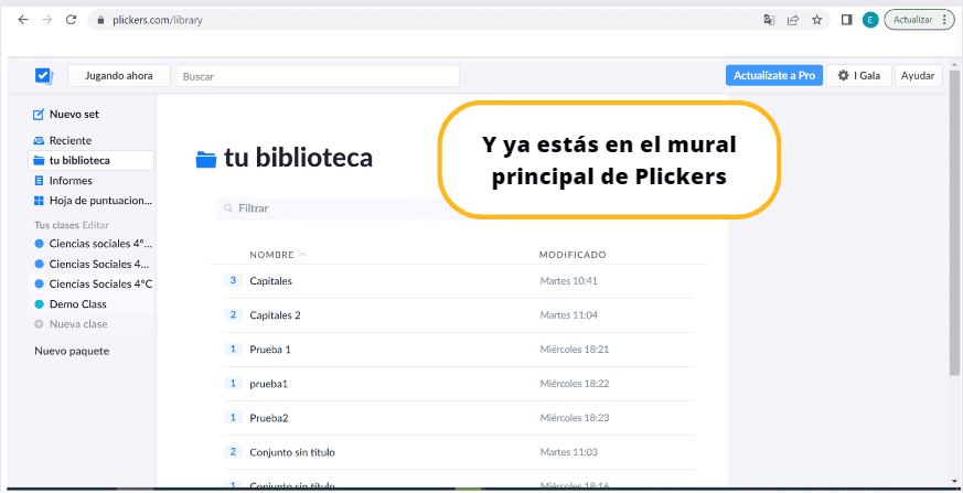 Registro Plickers A2