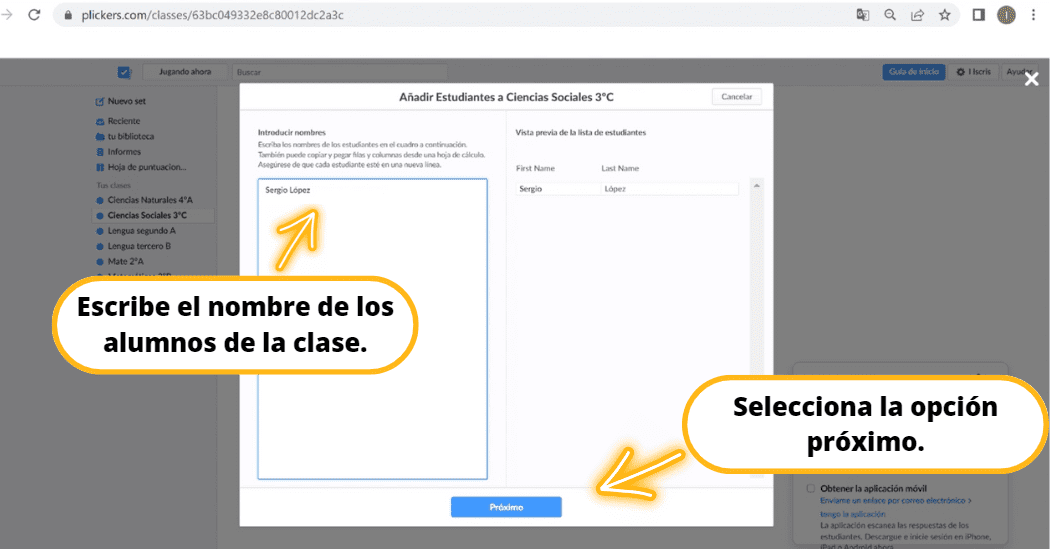 Crear cuestionario Plickers