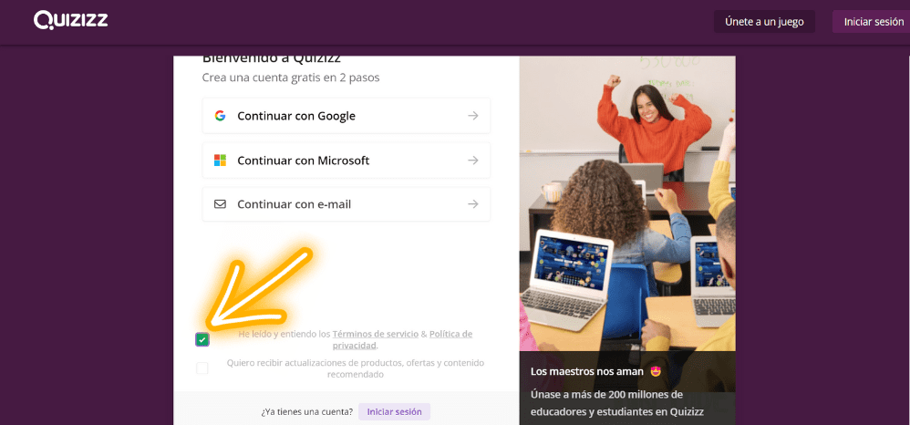 Registro Quizizz