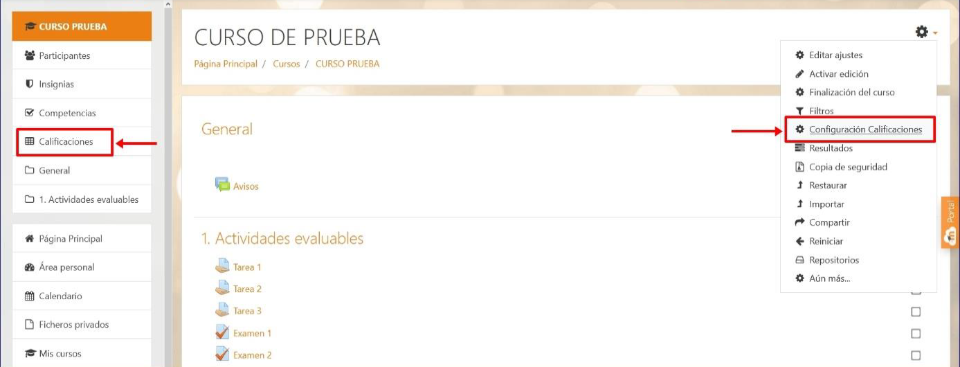 Tabla de calificaciones 