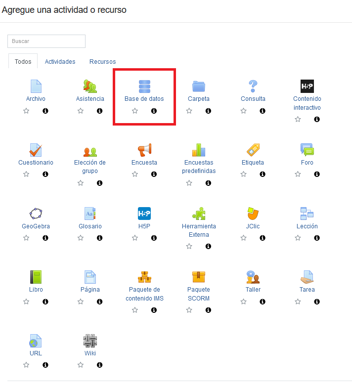 Agregar actividad base de datos