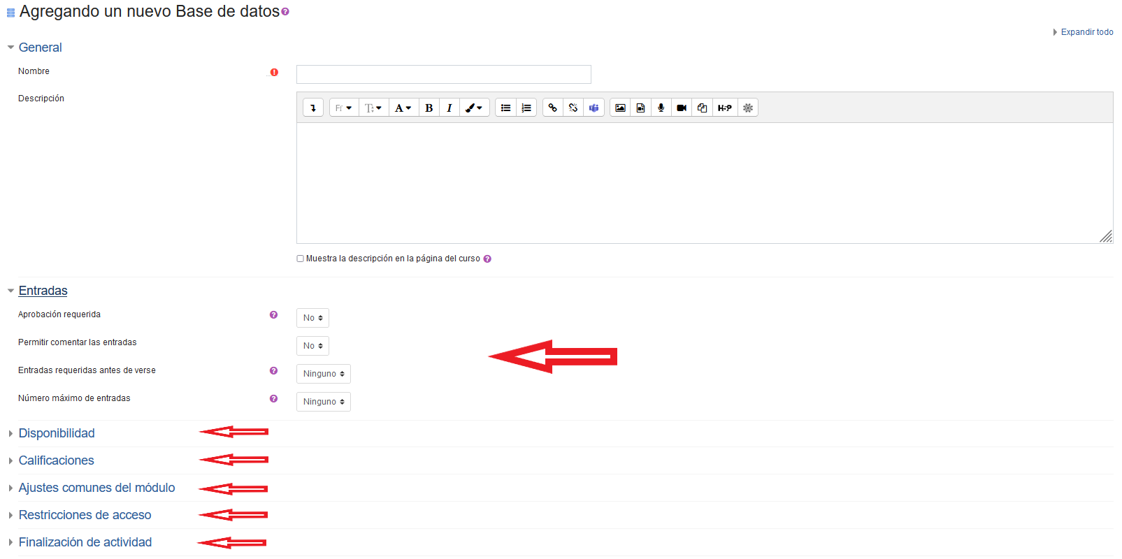 Resto de entradas base de datos