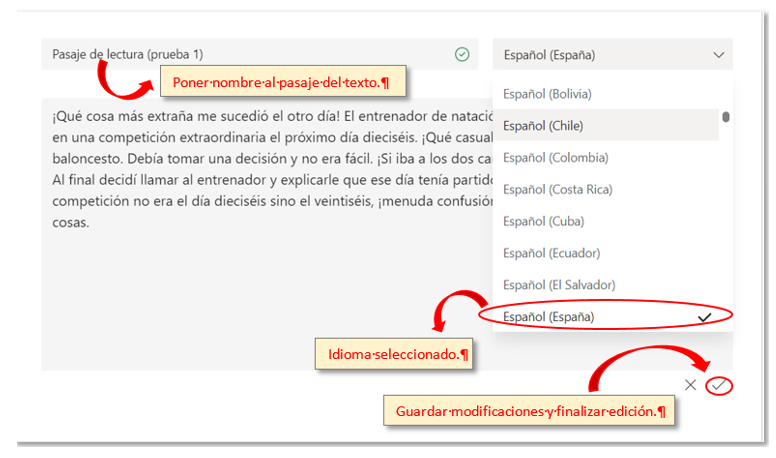 Seleccionar idioma de autocorrección