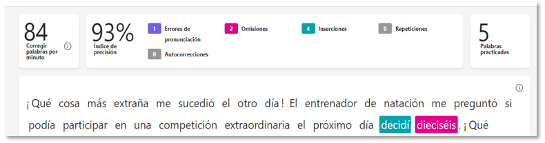 Opciones de corrección