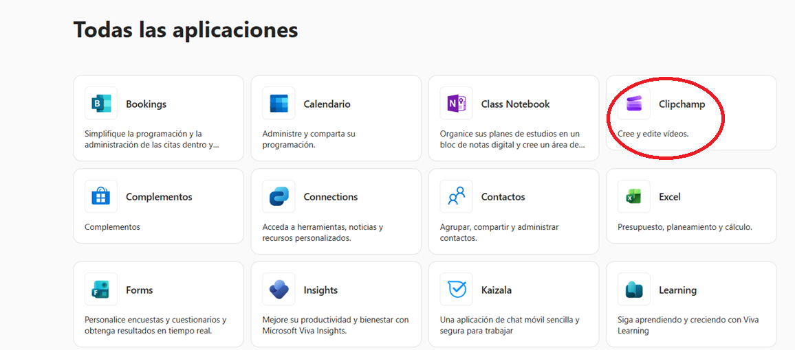 Acceso a Stream desde el botón de Clipchamp