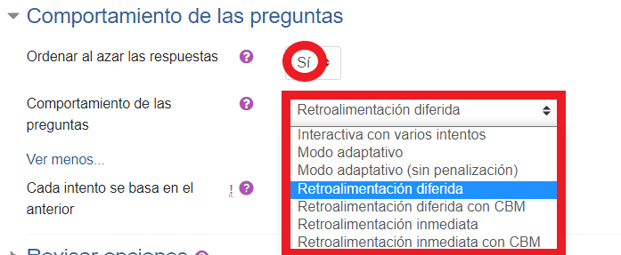 Configuración de cuestionarios