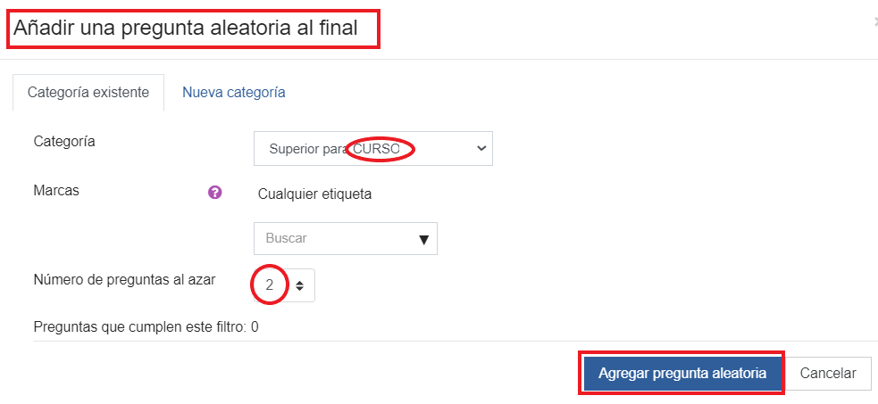 Configuración de cuestionarios