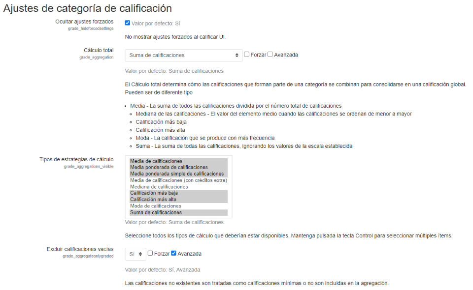Tipos de calificación