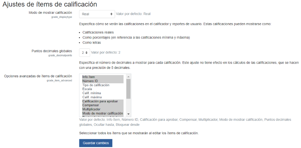 Tipos de calificación