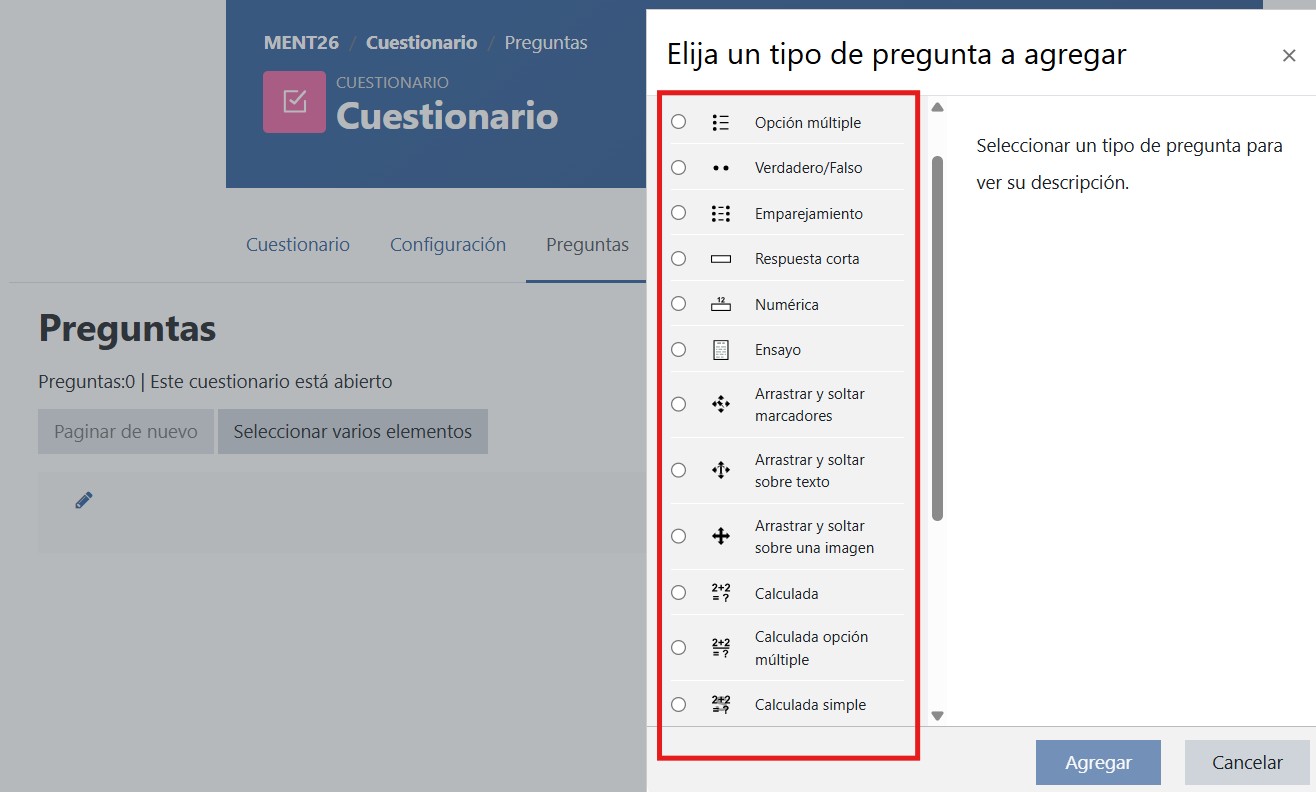 Tipos de preguntas de cuestionario