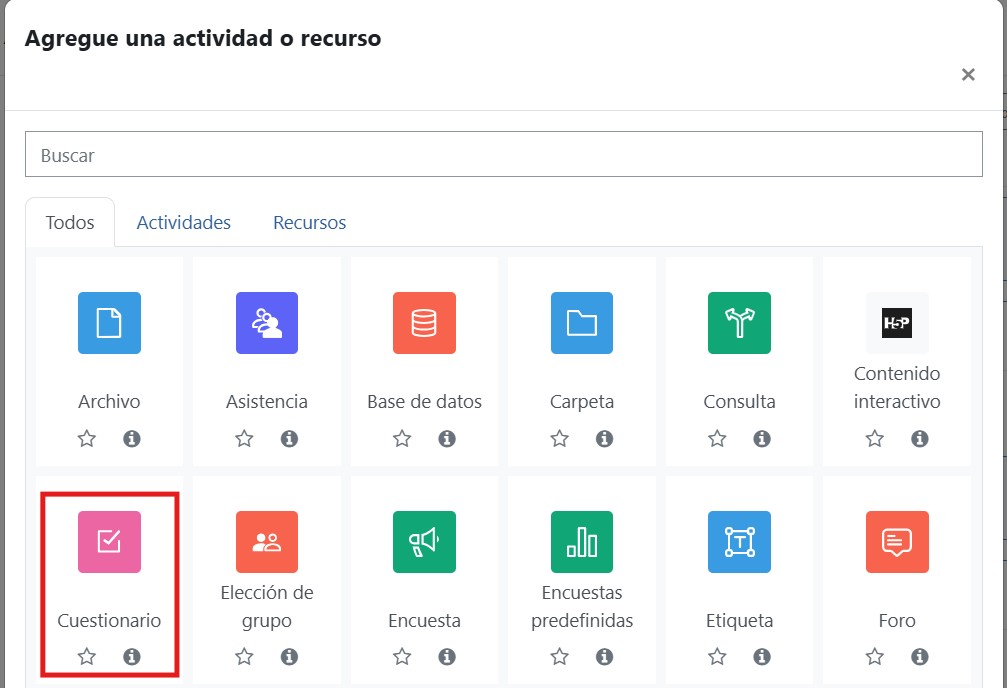 Configuración de cuestionarios 2