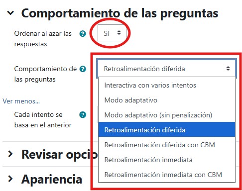Configuración de cuestionarios