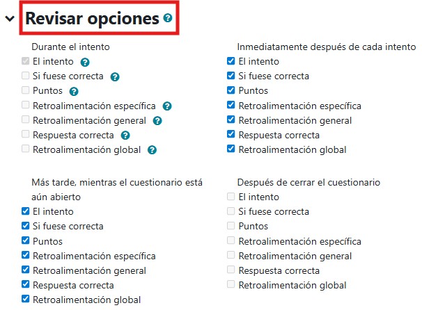 Configuración de cuestionarios
